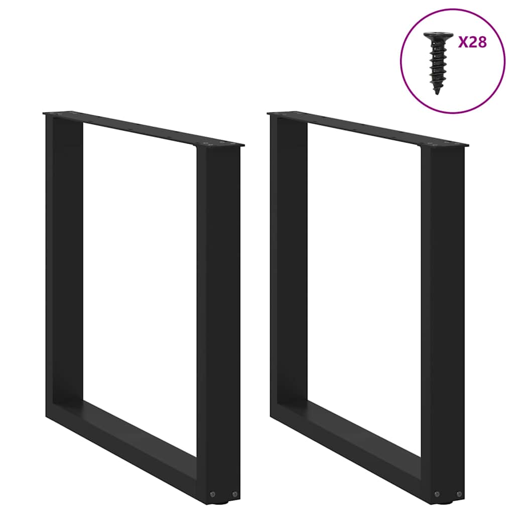2 db U alakú étkezőasztal láb fekete 80 x (72-73) cm acél étkezőasztal láb