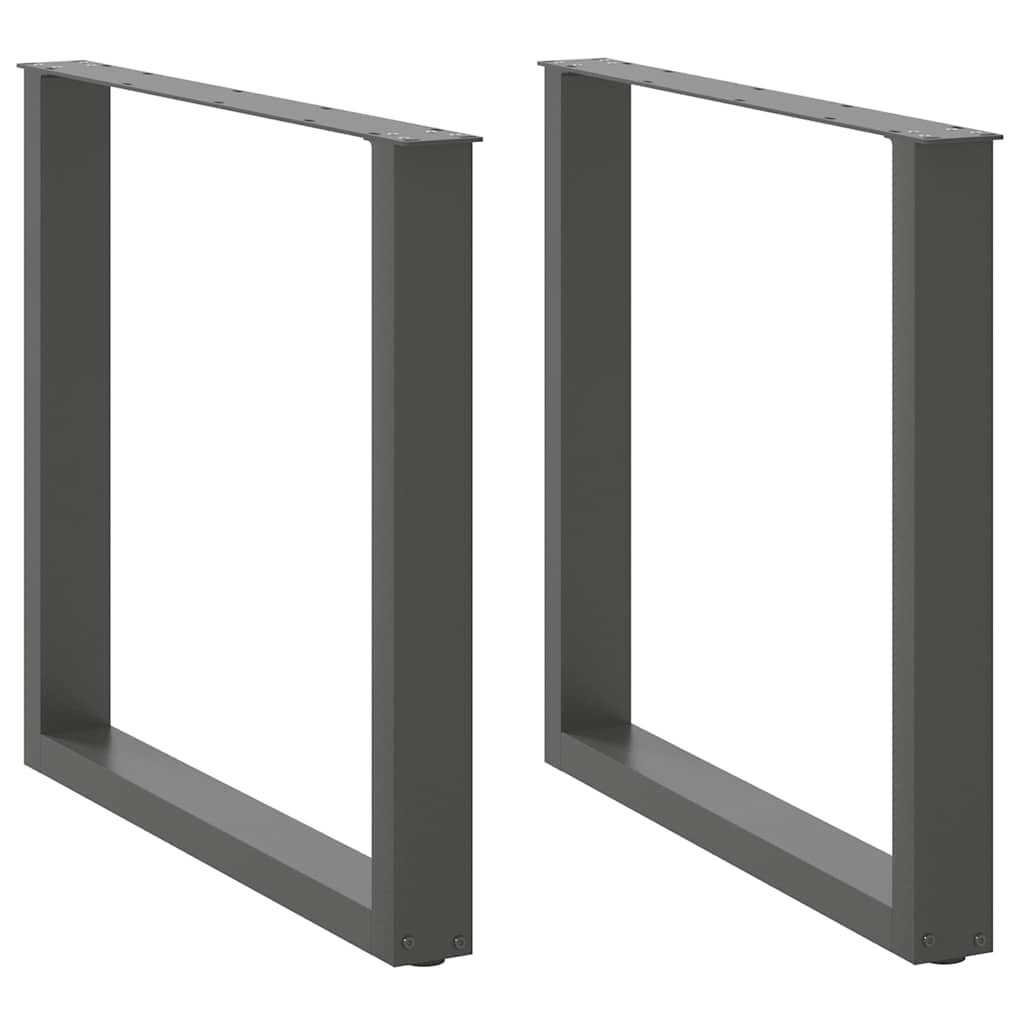 2 db antracitszürke, U alakú acél étkezőasztal láb 80 x (72-73) cm