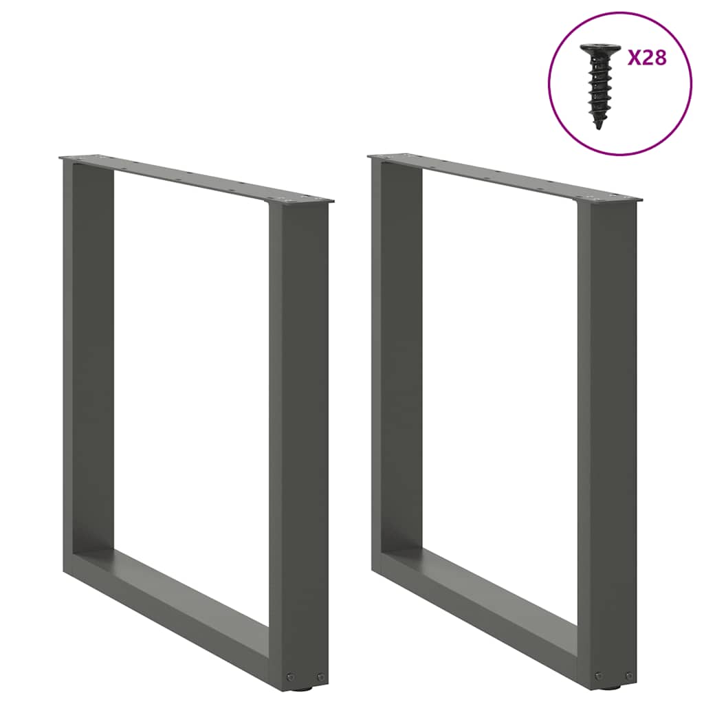2 db antracitszürke, U alakú acél étkezőasztal láb 80 x (72-73) cm