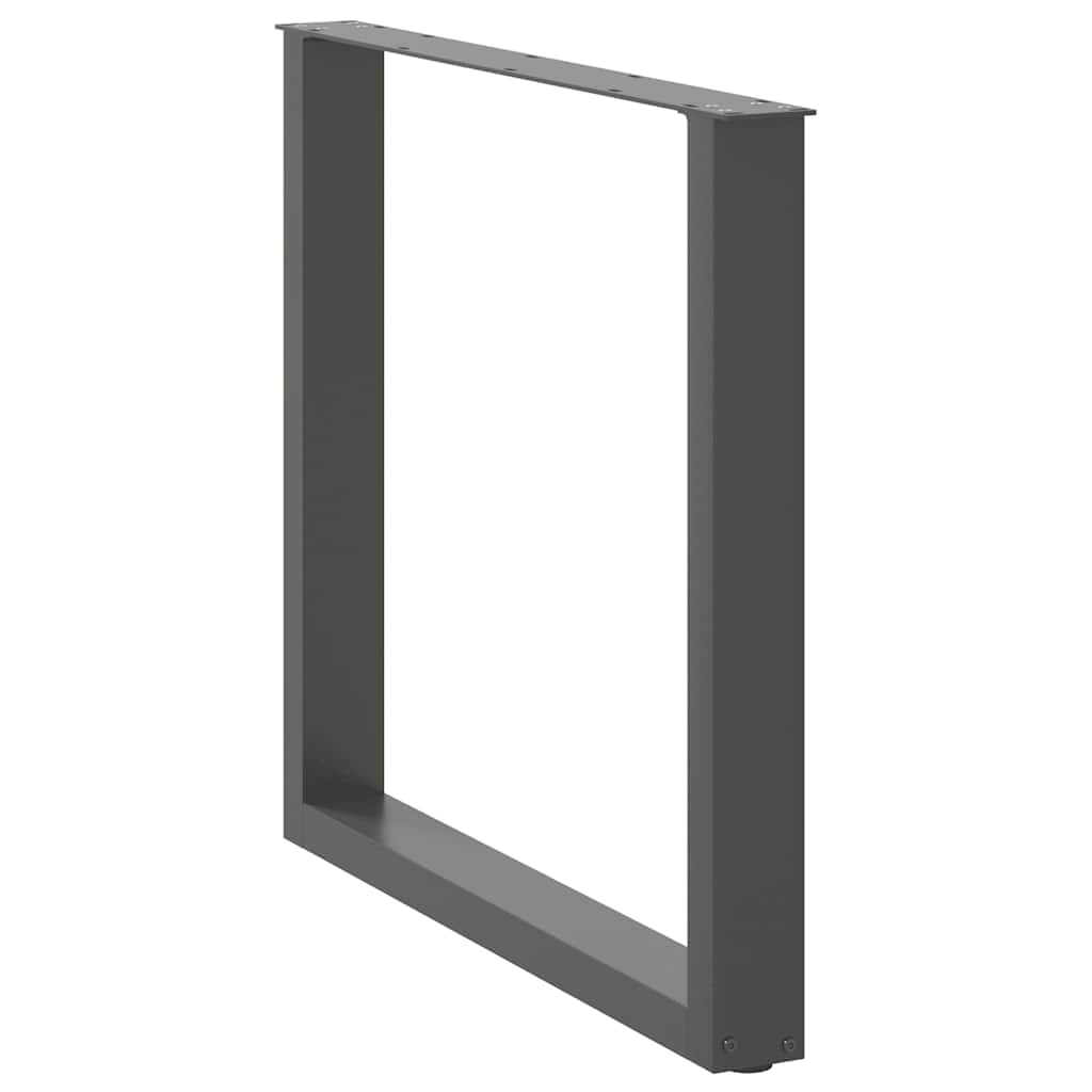 2 db antracitszürke, U alakú acél étkezőasztal láb 80 x (72-73) cm