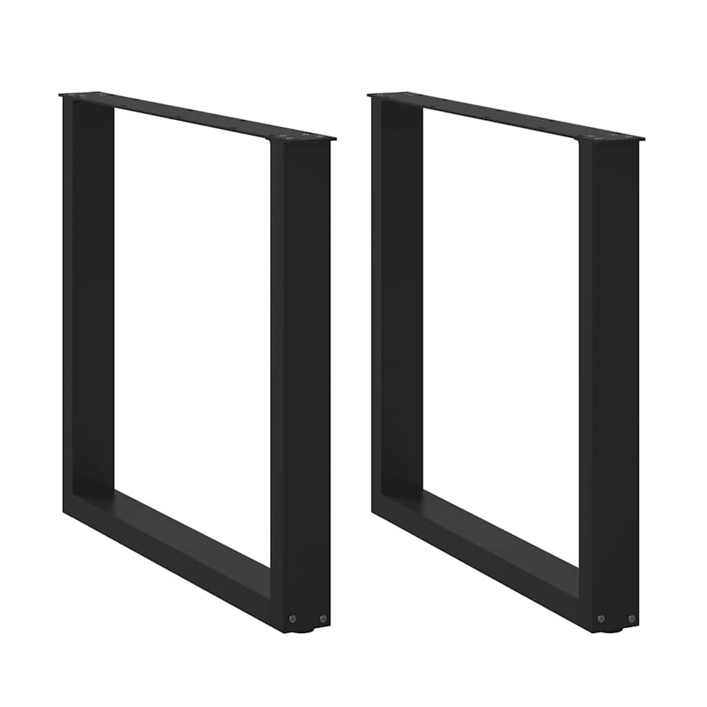 2 db U alakú étkezőasztal láb fekete, 90 x (72-73) cm acél