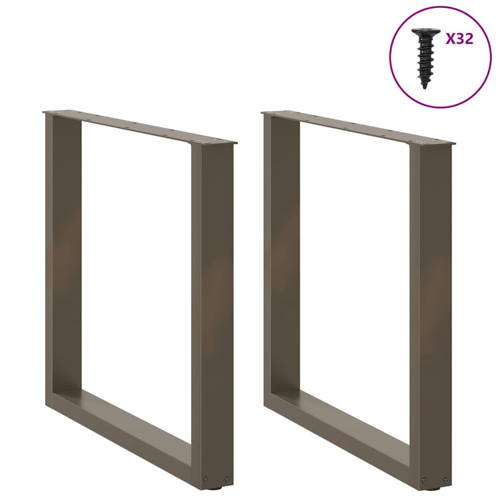 2 db U alakú étkezőasztal láb natúr acélból 90 x (72-73) cm