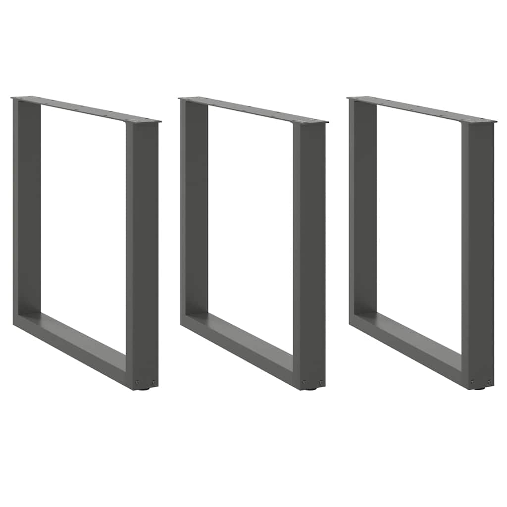 3 db antracitszürke, U alakú acél étkezőasztalláb 90 x (72-73) cm