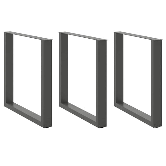 3 db antracitszürke, U alakú acél étkezőasztalláb 90 x (72-73) cm