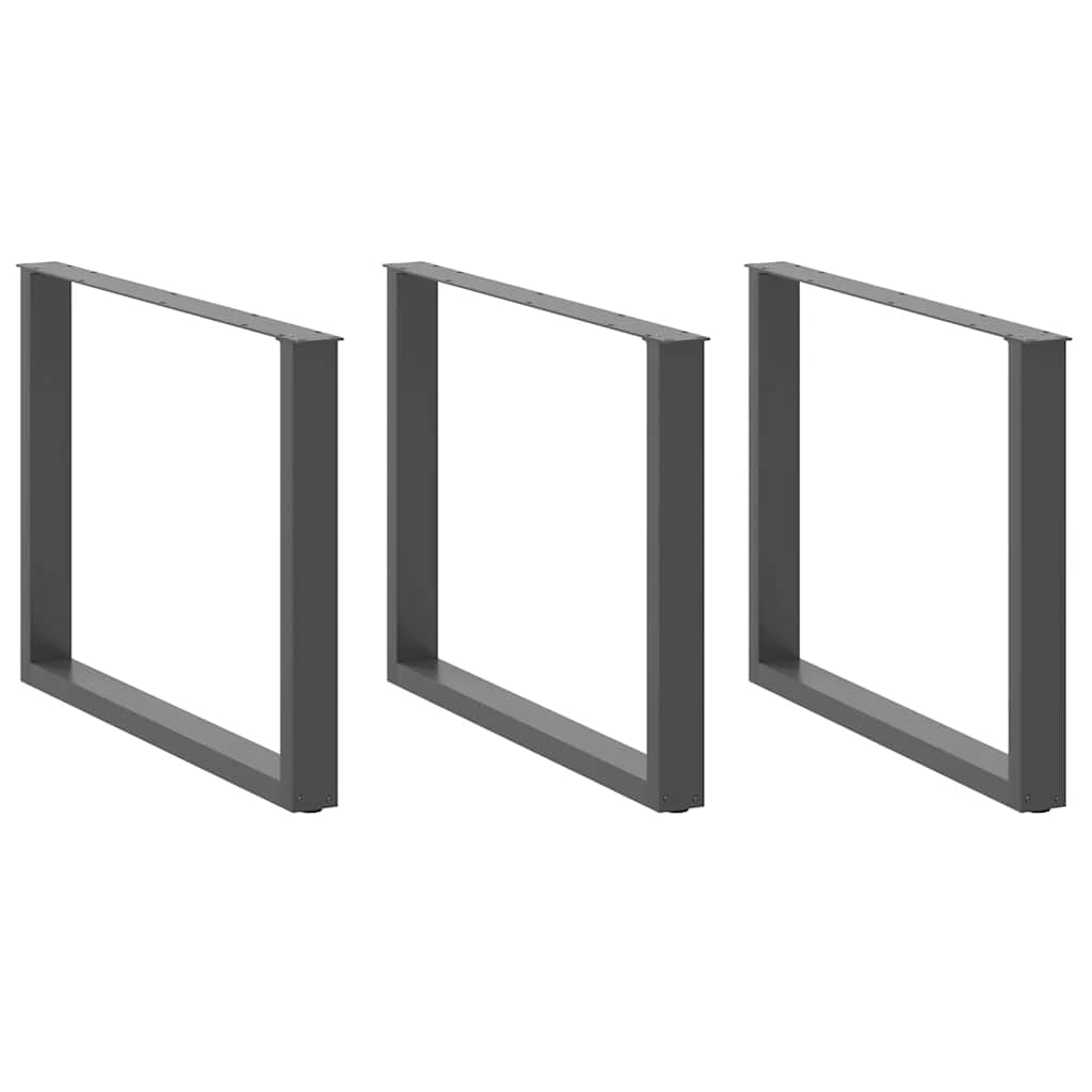 3 db antracitszürke, U alakú étkezőasztal láb 100 x (72-73) cm acél