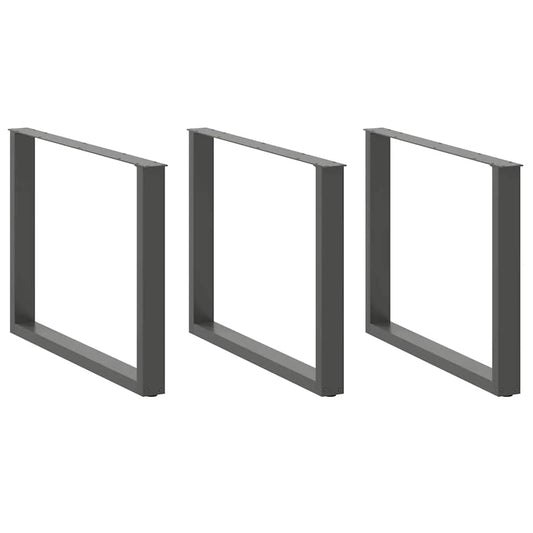 3 db antracitszürke, U alakú étkezőasztal láb 100 x (72-73) cm acél