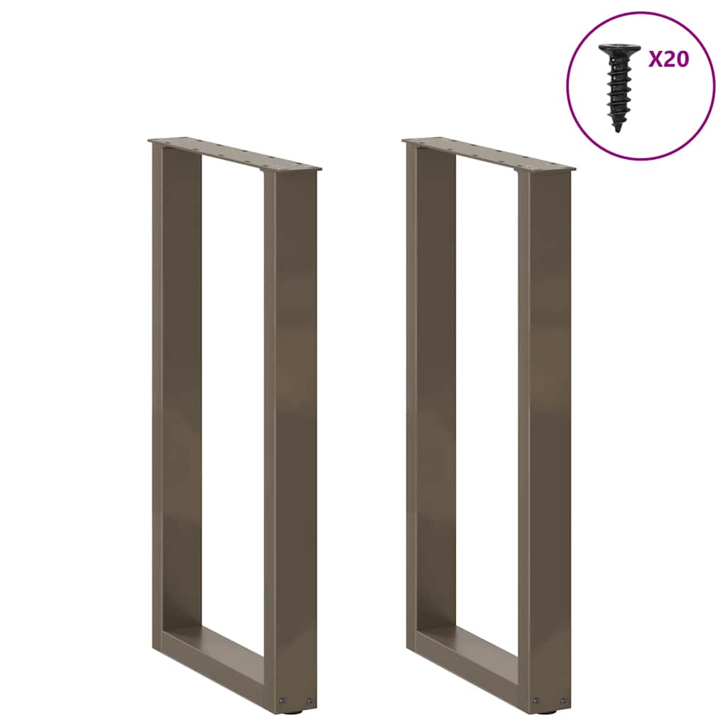 2 db U alakú bárasztalláb natúr acélból 40x(90-91) cm