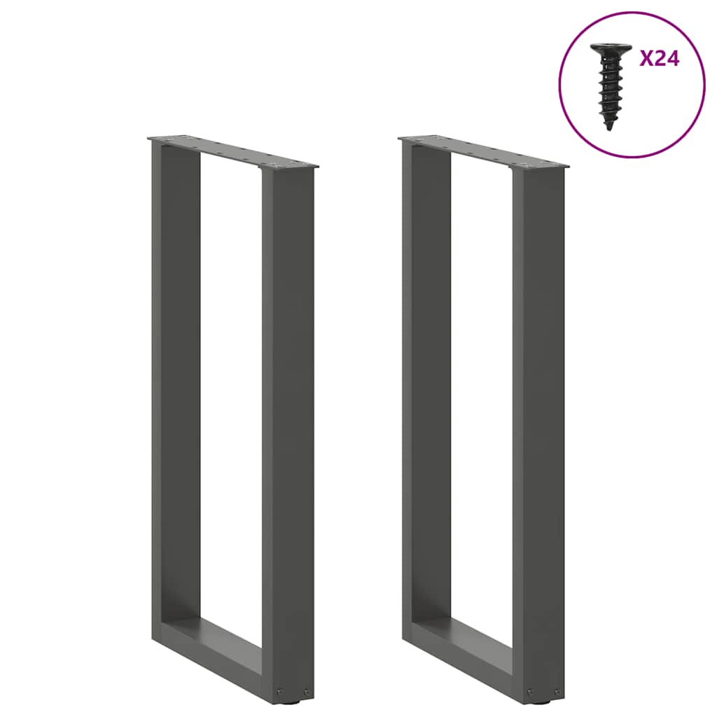 2 db antracitszürke, U-alakú acél bárasztalláb 50x(90-91) cm