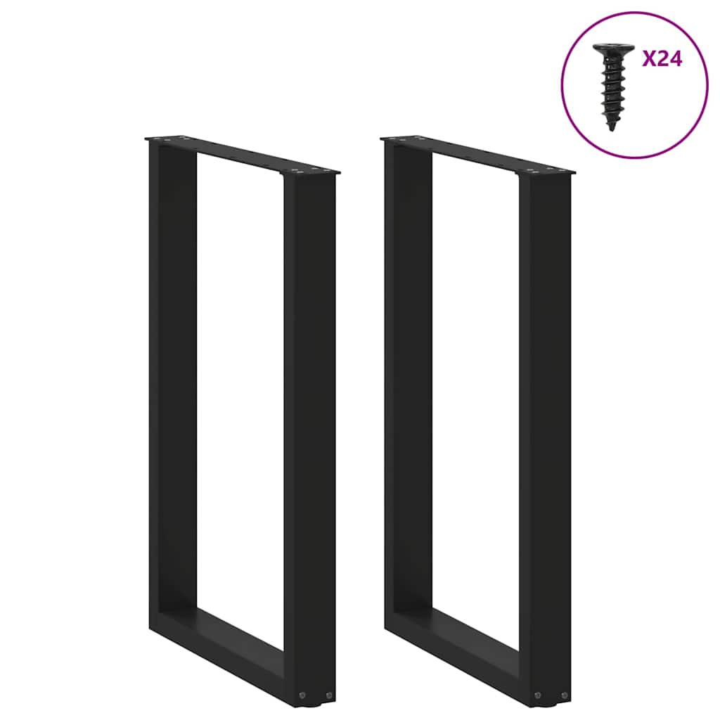 2 db U alakú bárasztalláb, fekete, 60 x (90-91) cm, acél