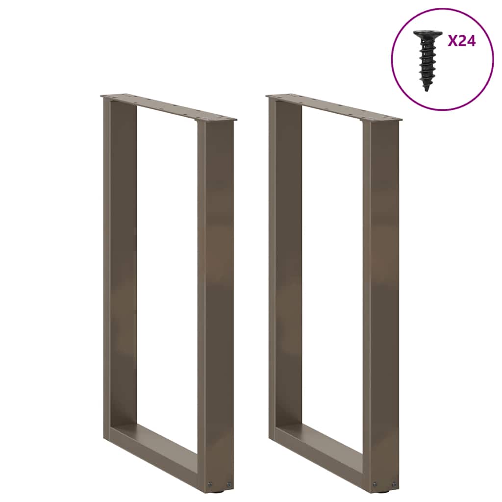 2 db U alakú bárasztalláb natúr acélból 60x(90-91) cm