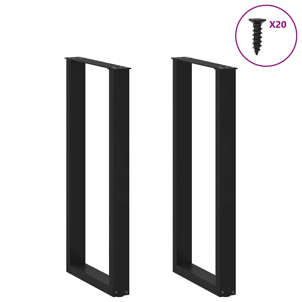 2 db U alakú bárasztalláb, fekete, 40 x (100-101) cm, acél
