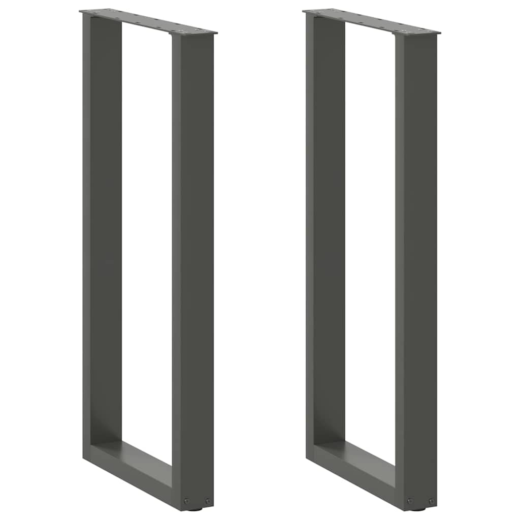 2 db antracitszürke U-alakú acél bárasztalláb 40x(100-101) cm