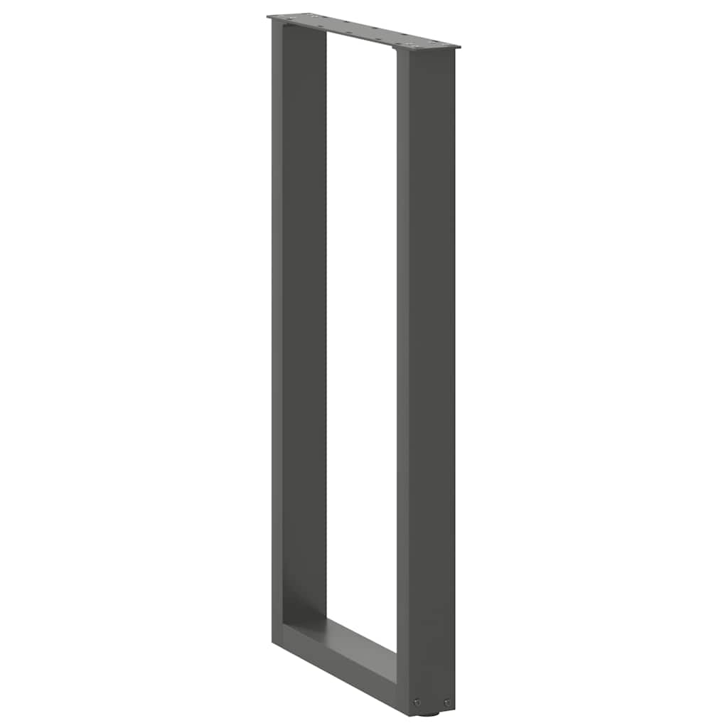 2 db antracitszürke U-alakú acél bárasztalláb 40x(100-101) cm