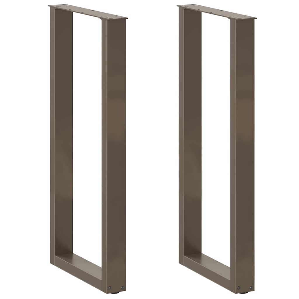2 db U alakú bárasztalláb natúr acélból 40x(100-101) cm