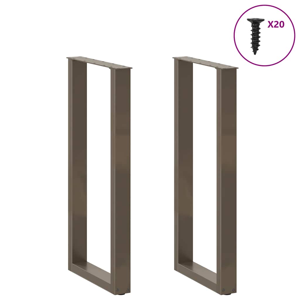 2 db U alakú bárasztalláb natúr acélból 40x(100-101) cm