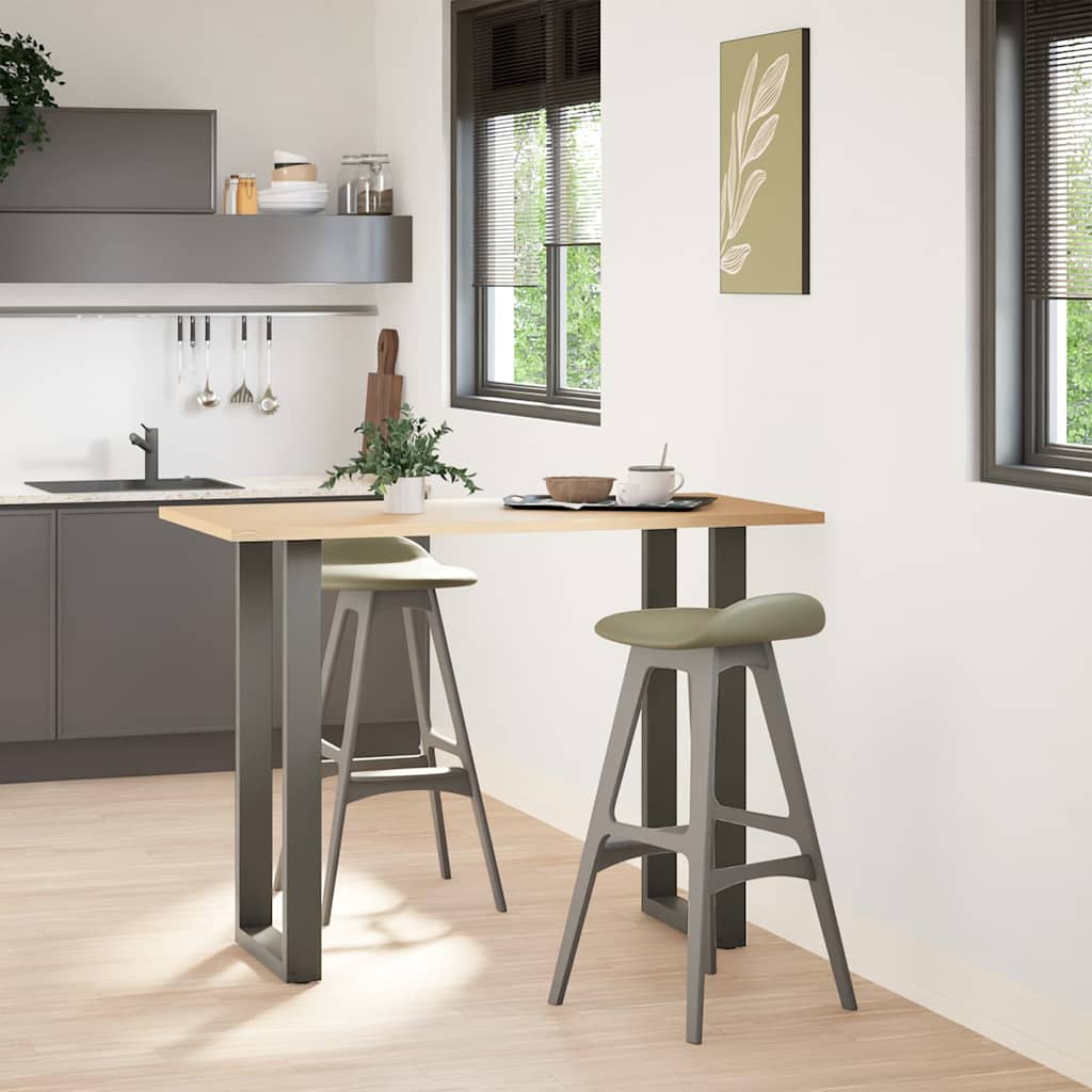 2 db antracitszürke U-alakú acél bárasztalláb 50x(100-101) cm