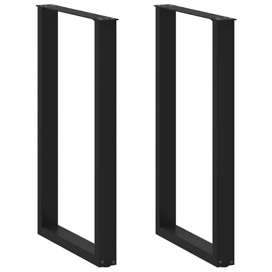 2 db U alakú bárasztalláb, fekete, 60 x (100-101) cm, acél
