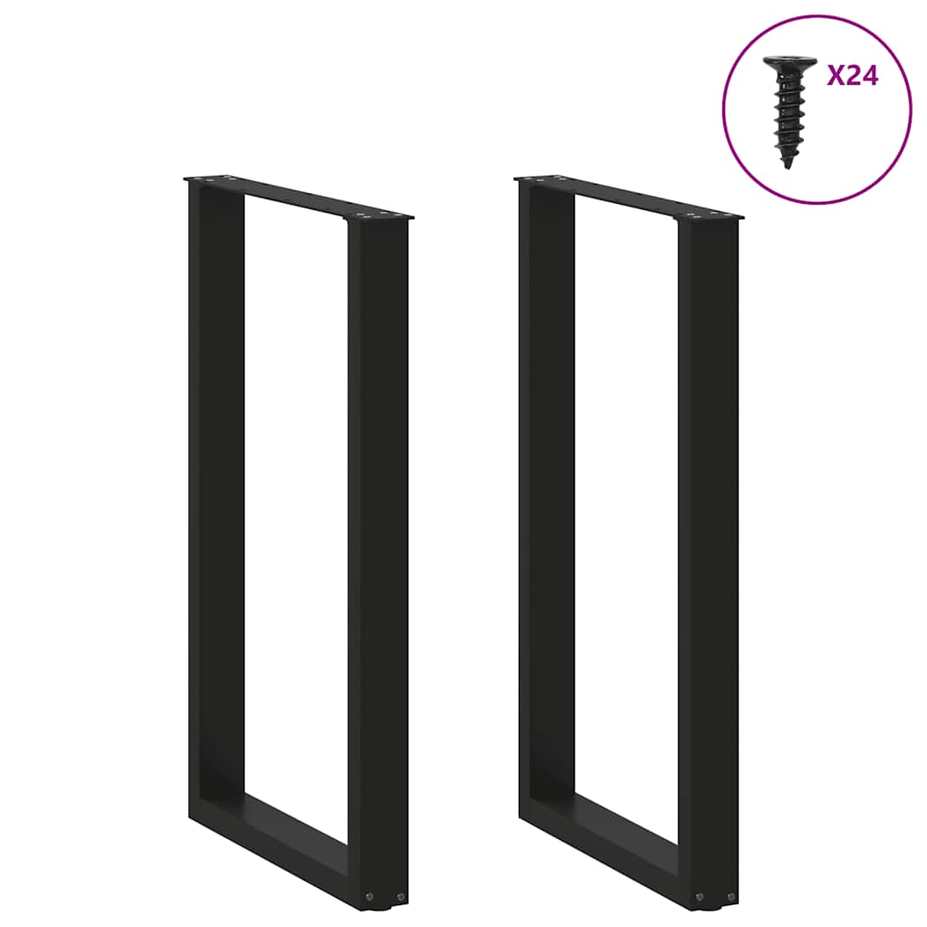 2 db U alakú bárasztalláb, fekete, 60 x (100-101) cm, acél