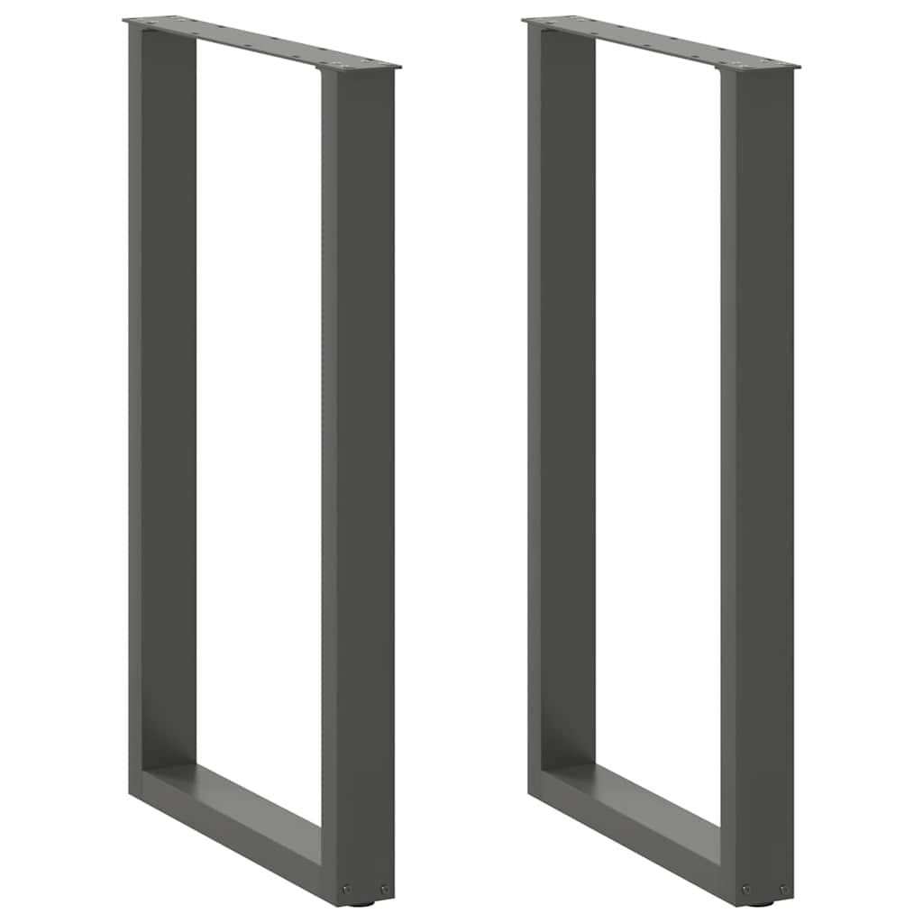 2 db antracitszürke, U alakú acél bárasztalláb 60 x (100-101) cm