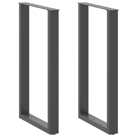 2 db antracitszürke, U alakú acél bárasztalláb 60 x (100-101) cm