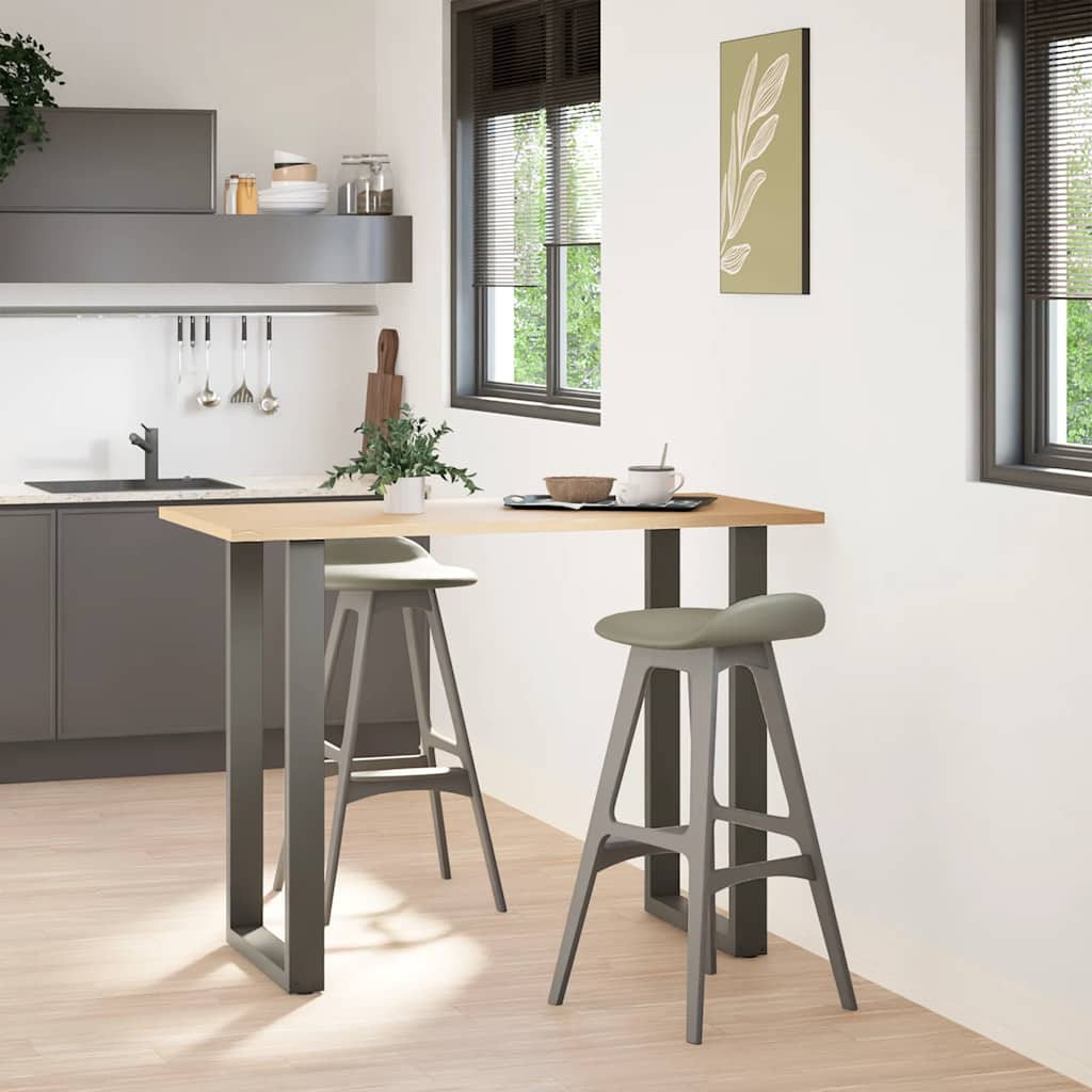2 db antracitszürke, U alakú acél bárasztalláb 60 x (100-101) cm