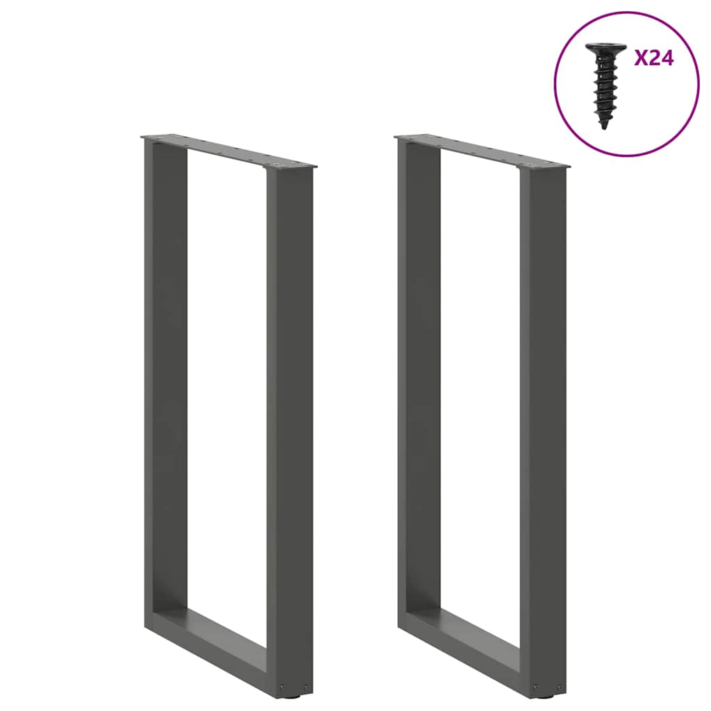 2 db antracitszürke, U alakú acél bárasztalláb 60 x (100-101) cm