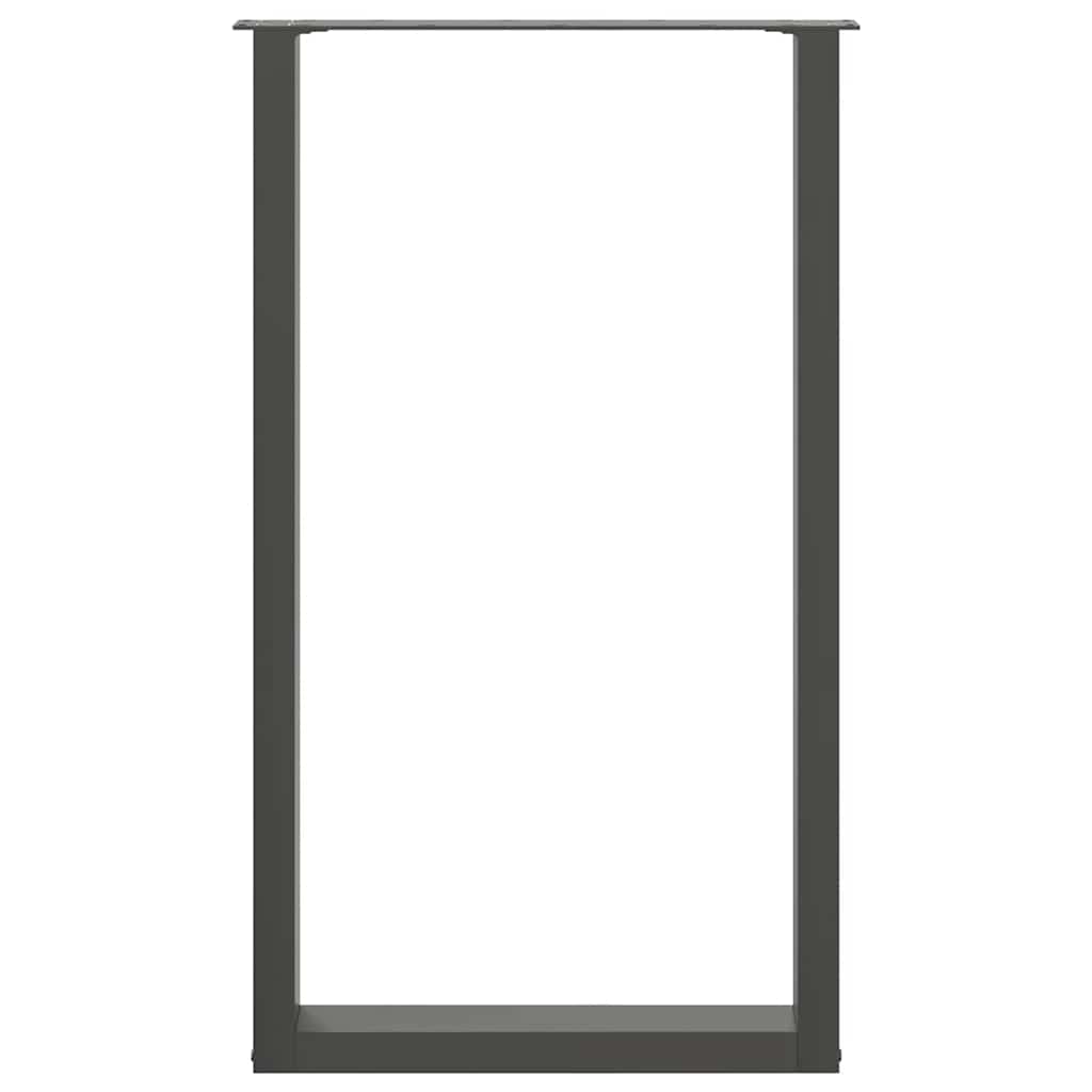 2 db antracitszürke, U alakú acél bárasztalláb 60 x (100-101) cm
