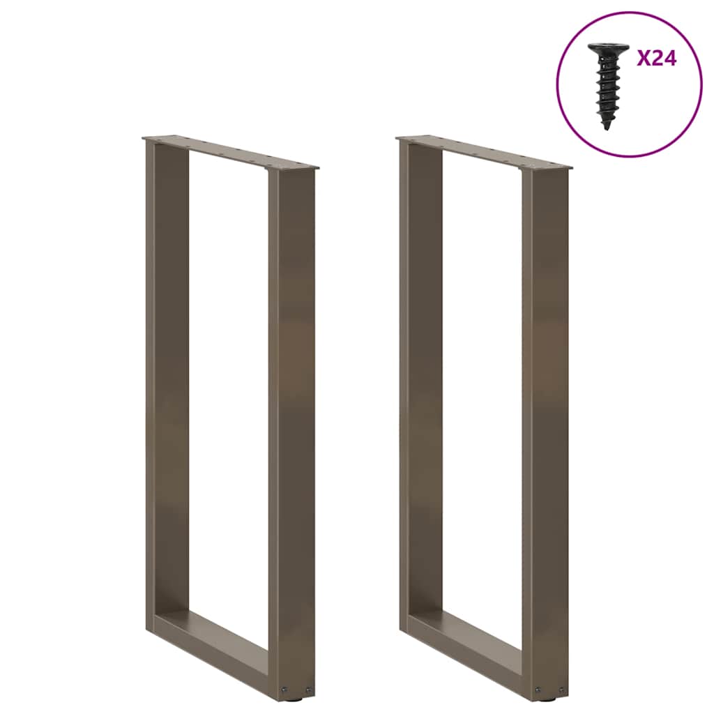 2 db U alakú bárasztalláb natúr acélból 60x(100-101) cm