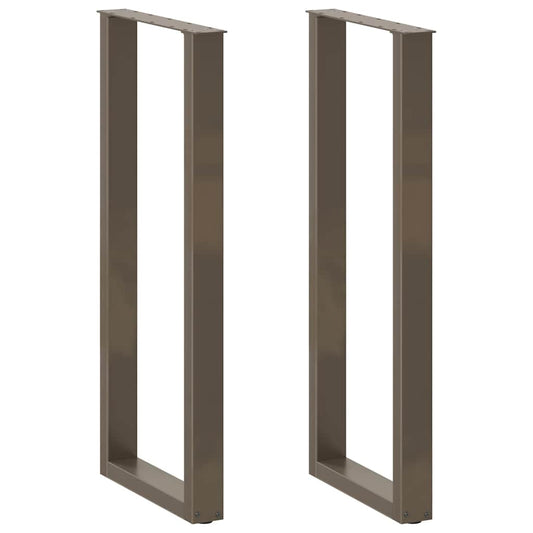 2 db U alakú bárasztalláb natúr acélból 40x(110-111) cm
