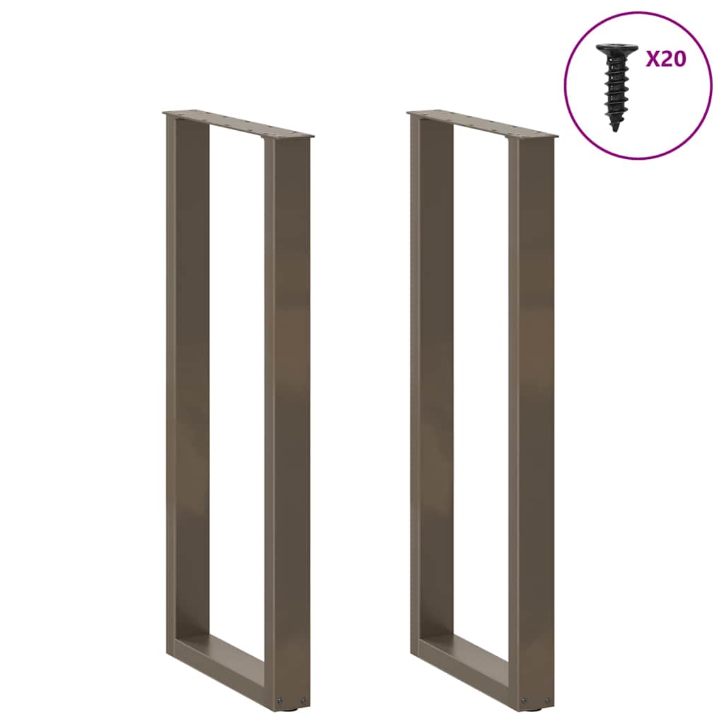 2 db U alakú bárasztalláb natúr acélból 40x(110-111) cm