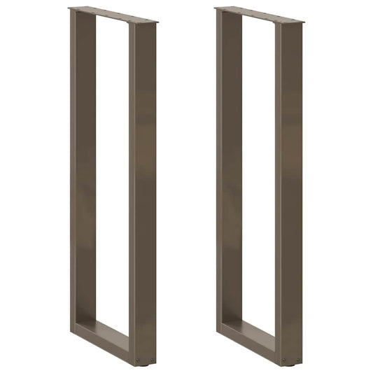 2 db U alakú bárasztalláb natúr acélból 50x(110-111) cm