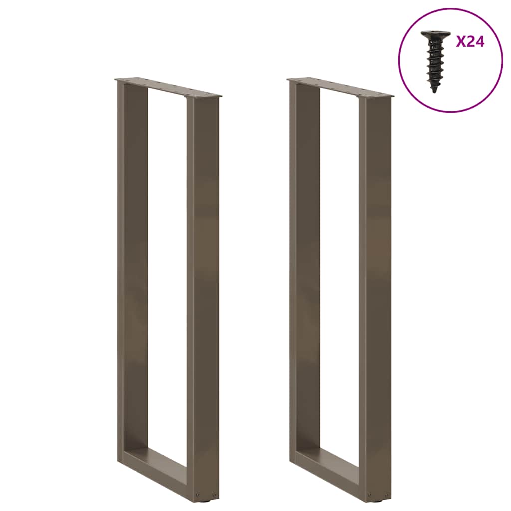 2 db U alakú bárasztalláb natúr acélból 50x(110-111) cm