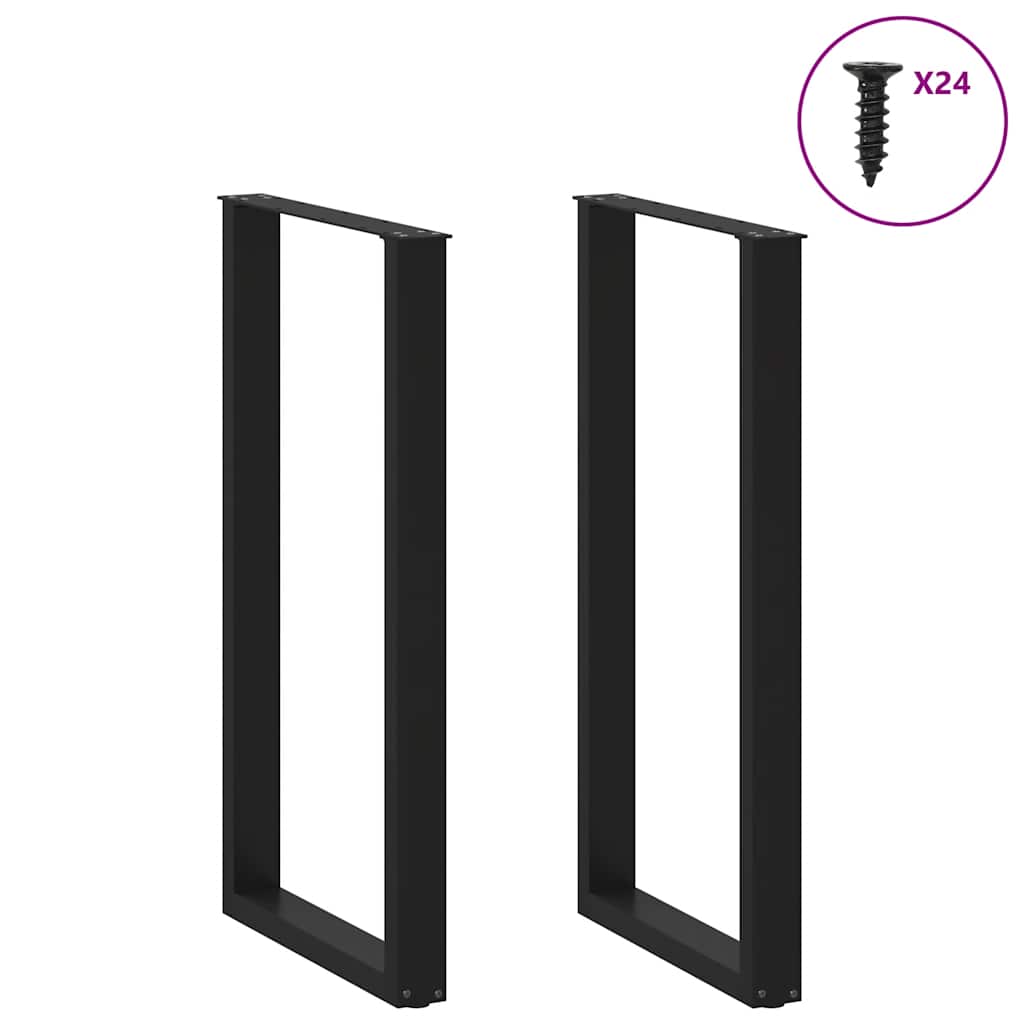 2 db fekete U alakú acél bárasztalláb 60 x (110-111) cm