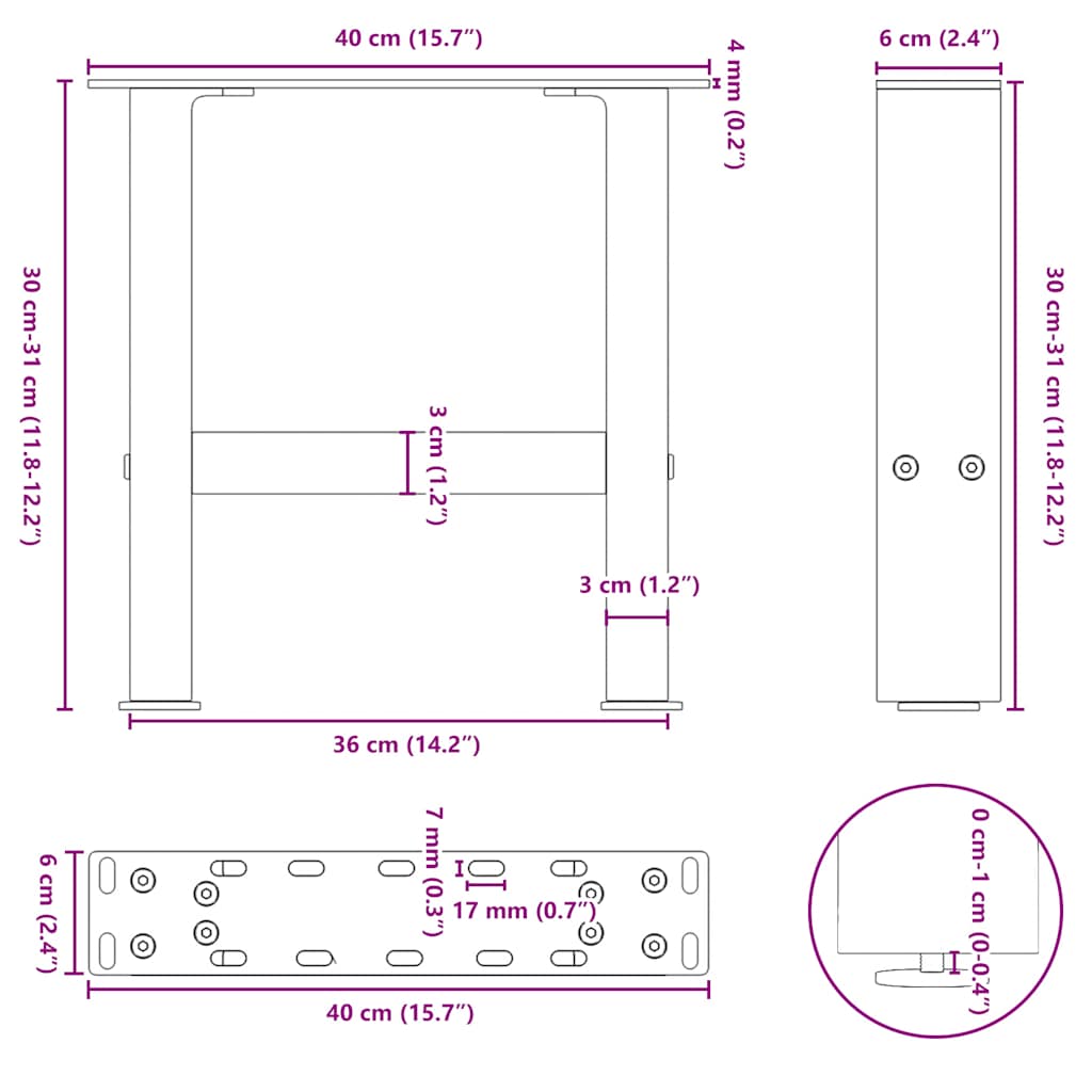 2 db fehér dohányzóasztal láb 40 x (30-31) cm acél