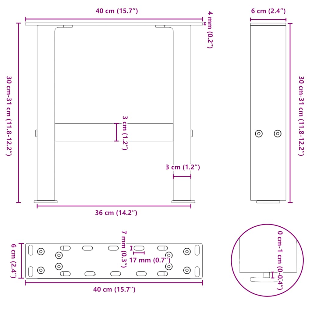 2 db natúr acél dohányzóasztal láb 40 x (30-31) cm acél