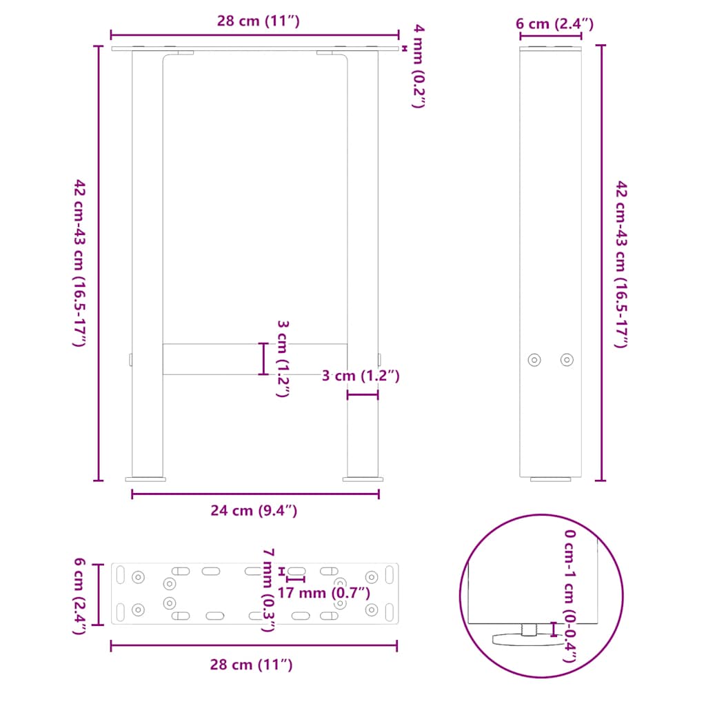 2 db fehér dohányzóasztal láb 28 x (42-43) cm acél
