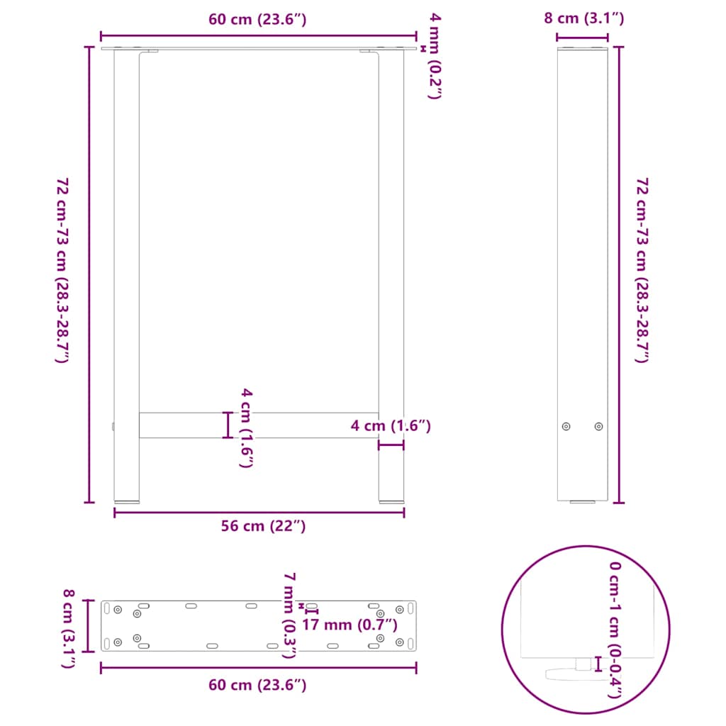 2 db fehér étkezőasztal láb 60 x (72-73) cm acél