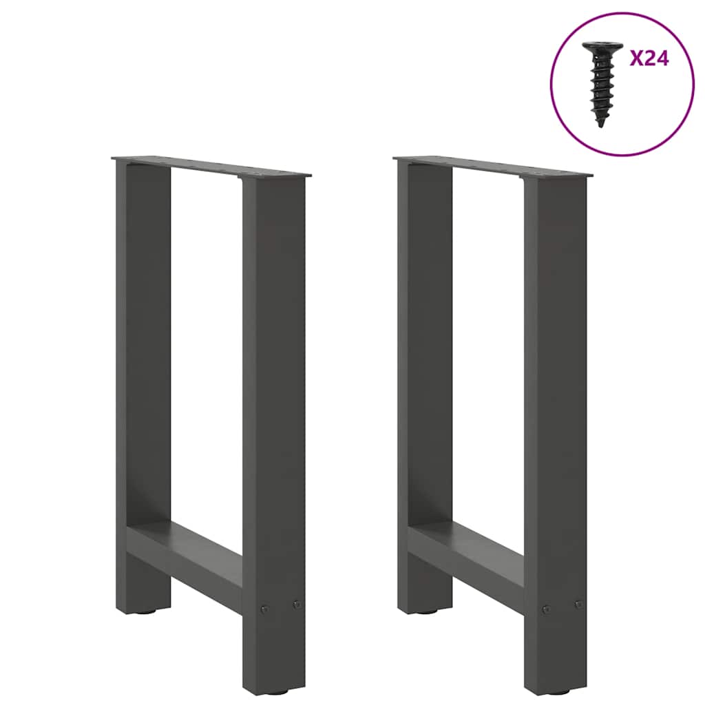 2 db antracitszürke acél étkezőasztalláb 60x(72-73) cm