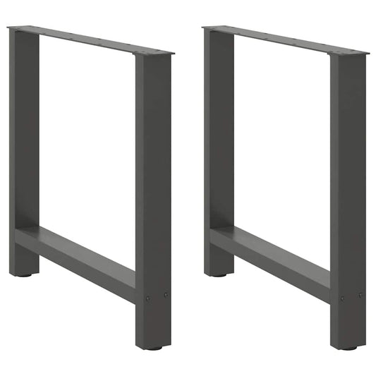 2 db antracitszürke acél étkezőasztalláb 80x(72-73) cm