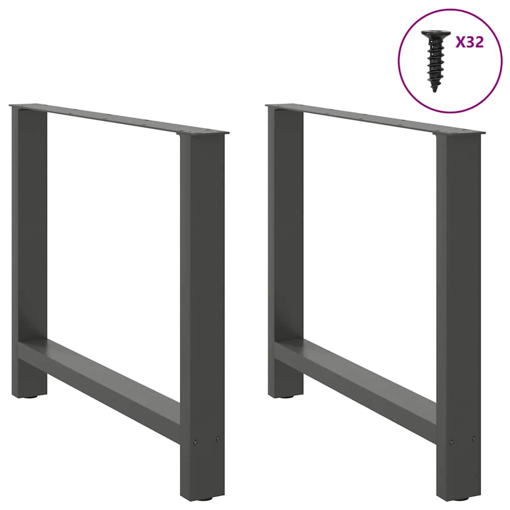 2 db antracitszürke acél étkezőasztalláb 100 x (72-73) cm