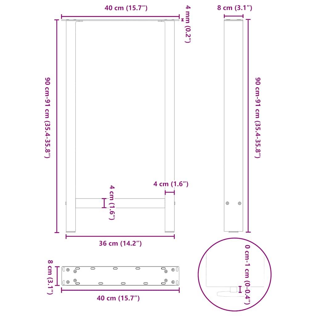 2 db antracitszürke acél bárasztalláb 40x(90-91) cm