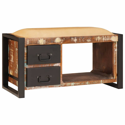 Tárolópad Sokszínű 80 x 35 x 40 cm Tömör újrahasznosított fa