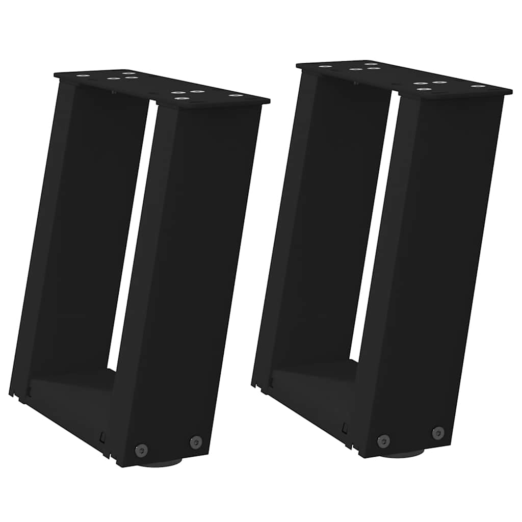 2 db U alakú fekete acél dohányzóasztal láb 30x(30-31) cm