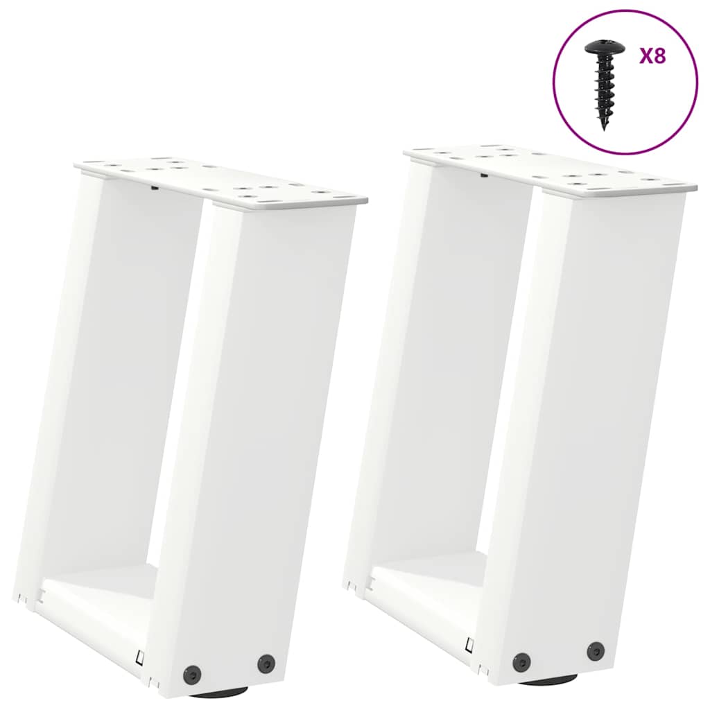 2 db U alakú fehér dohányzóasztal láb 30x(30-31) cm acél