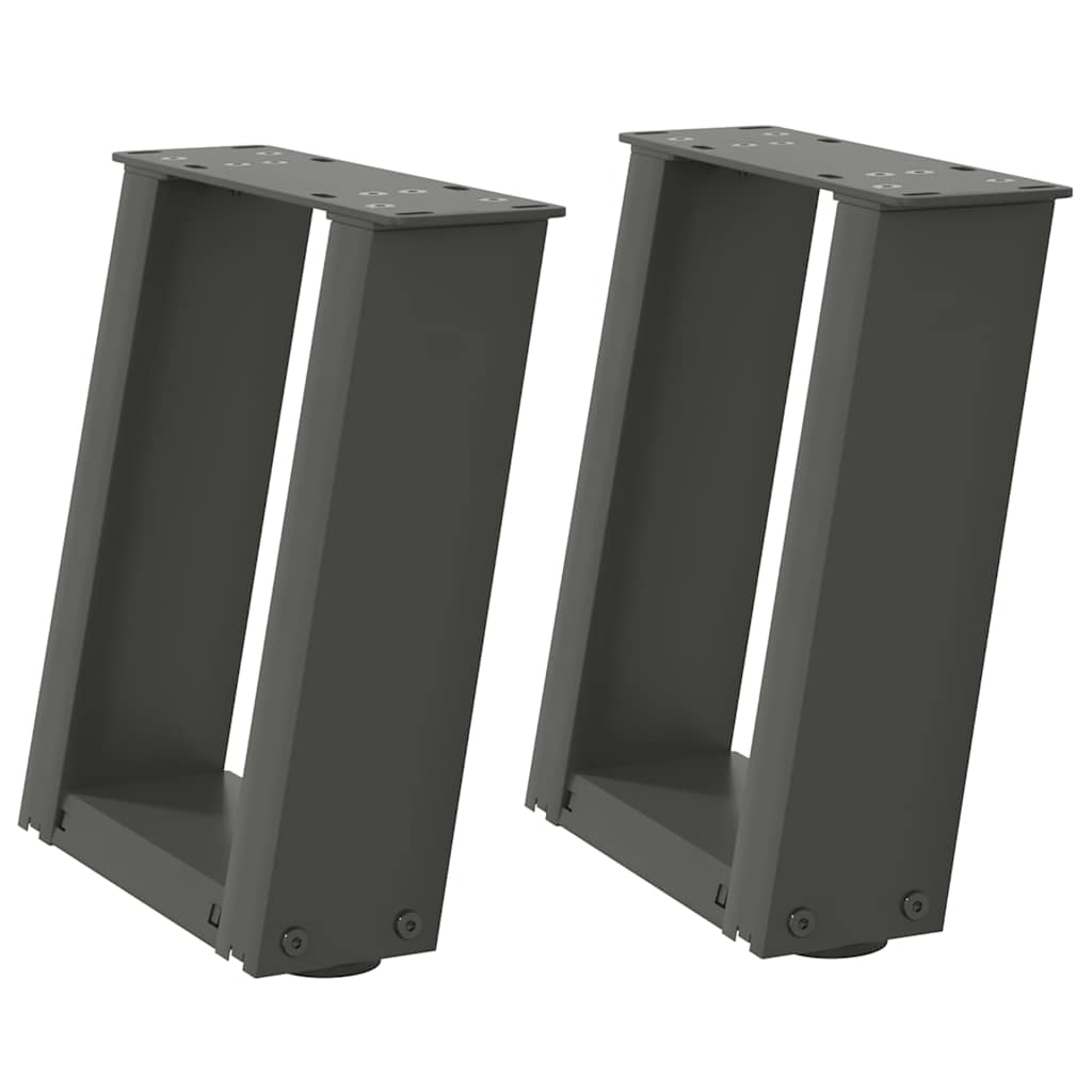 2 db antracitszürke, U alakú acél dohányzóasztal láb 30x(30-31) cm