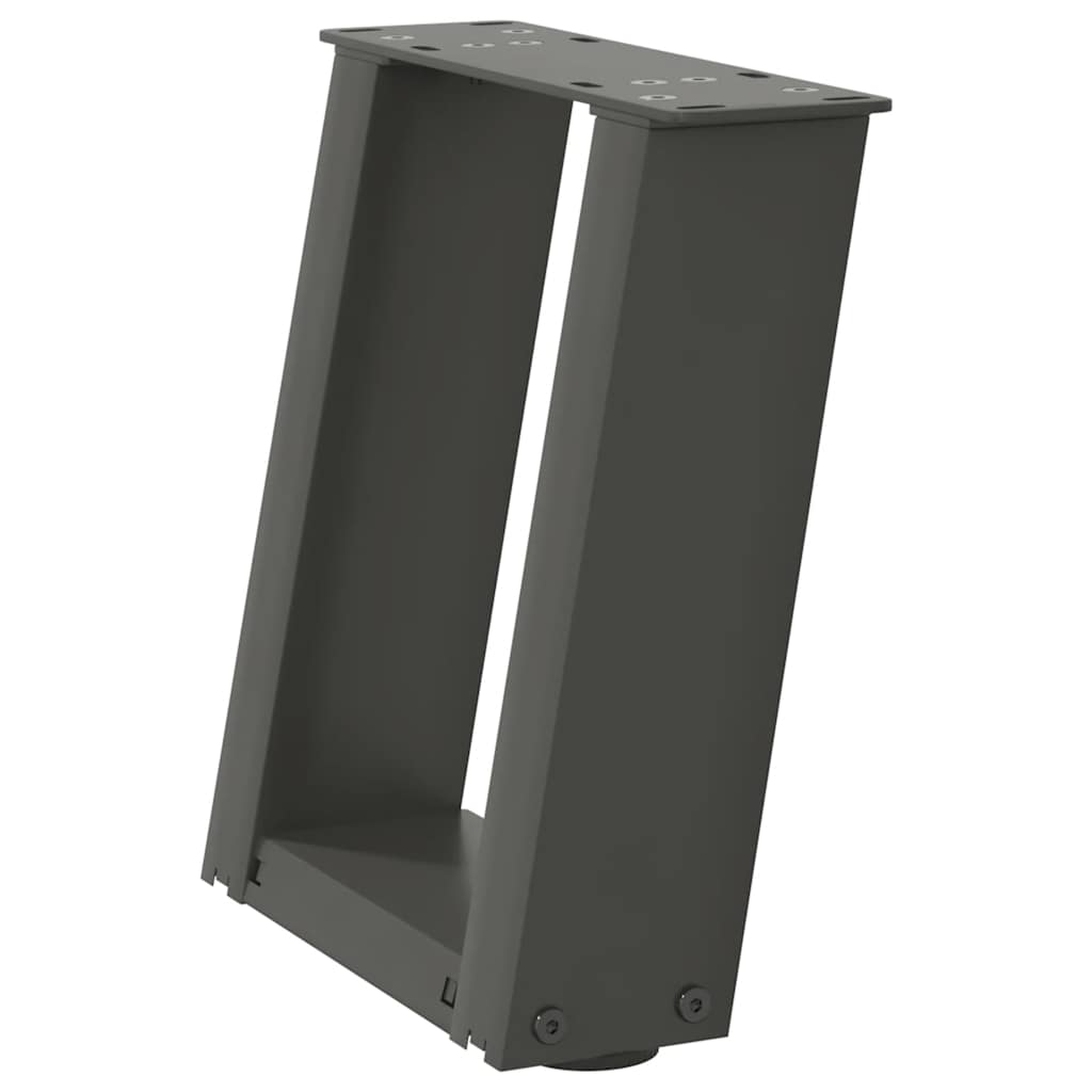 2 db antracitszürke, U alakú acél dohányzóasztal láb 30x(30-31) cm