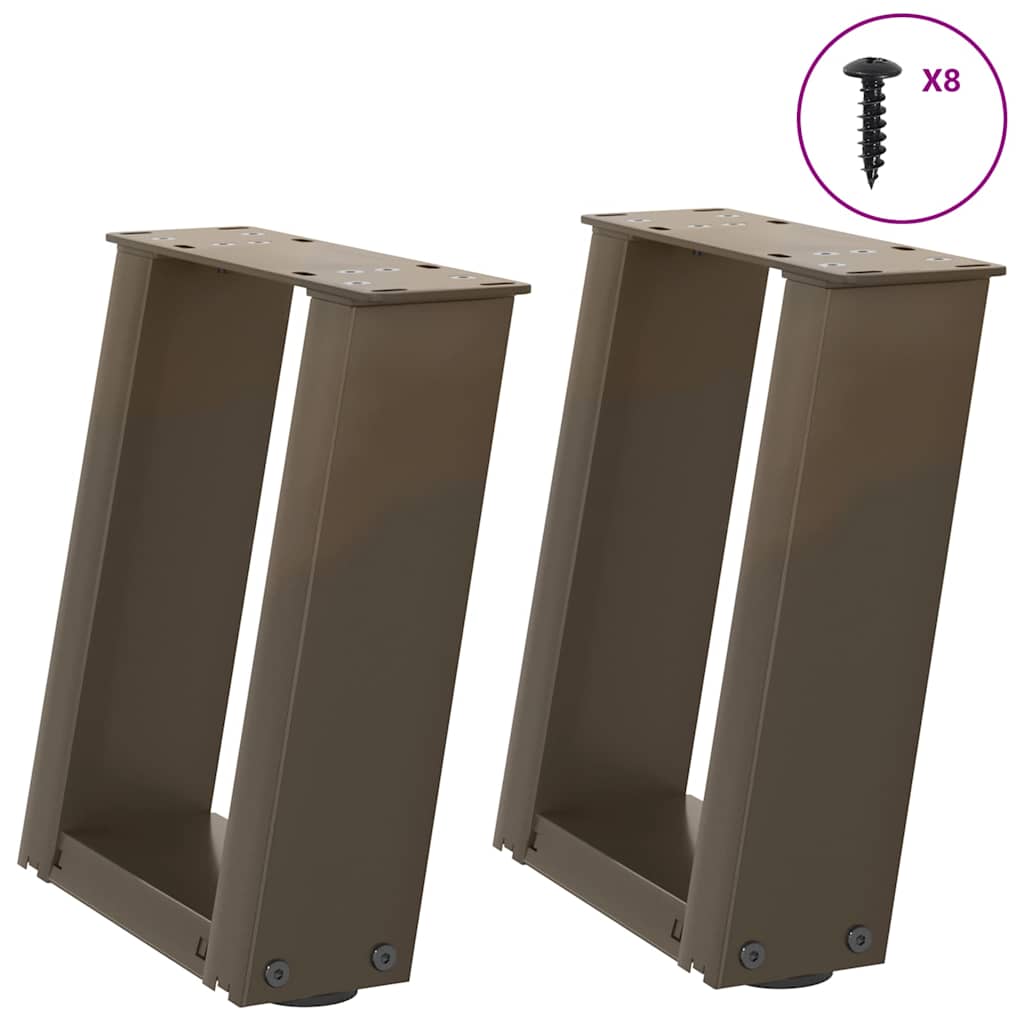 2 db U alakú natúr acél dohányzóasztal láb 30x(30-31) cm