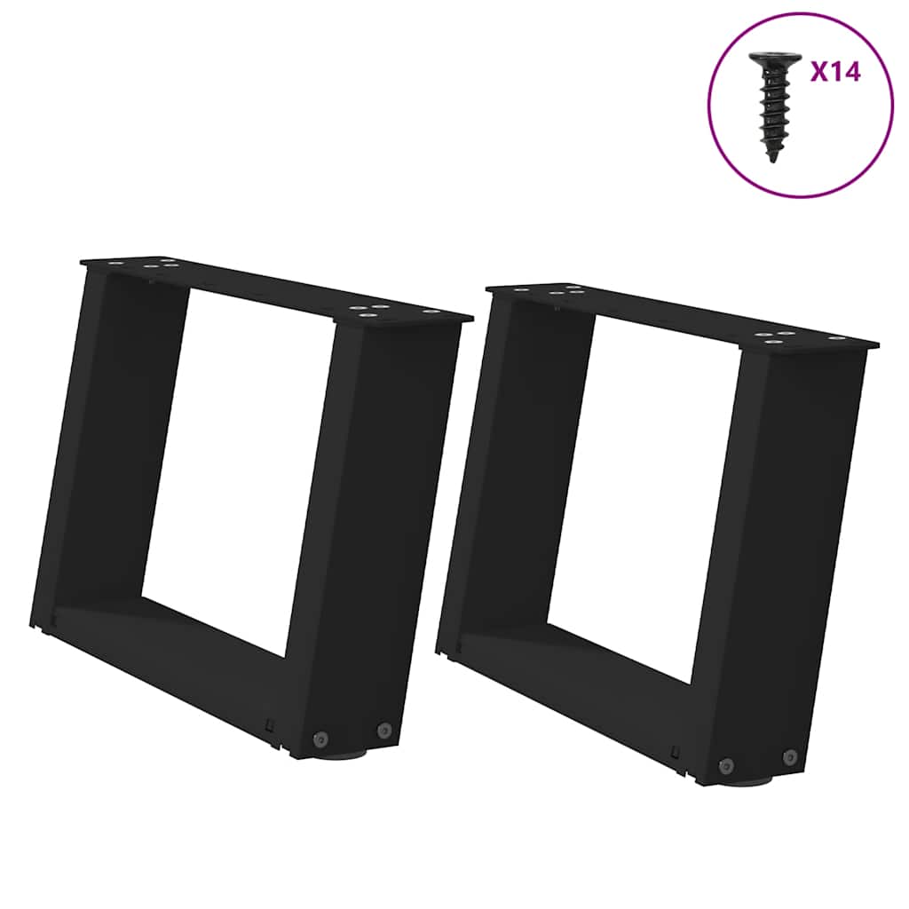 2 db U alakú dohányzóasztal láb fekete 40 x (30-31) cm acél dohányzóasztal láb