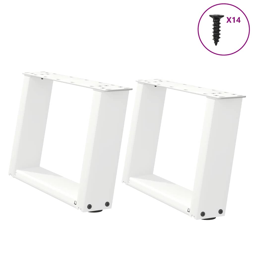 2 db U alakú dohányzóasztal láb fehér 40 x (30-31) cm acél