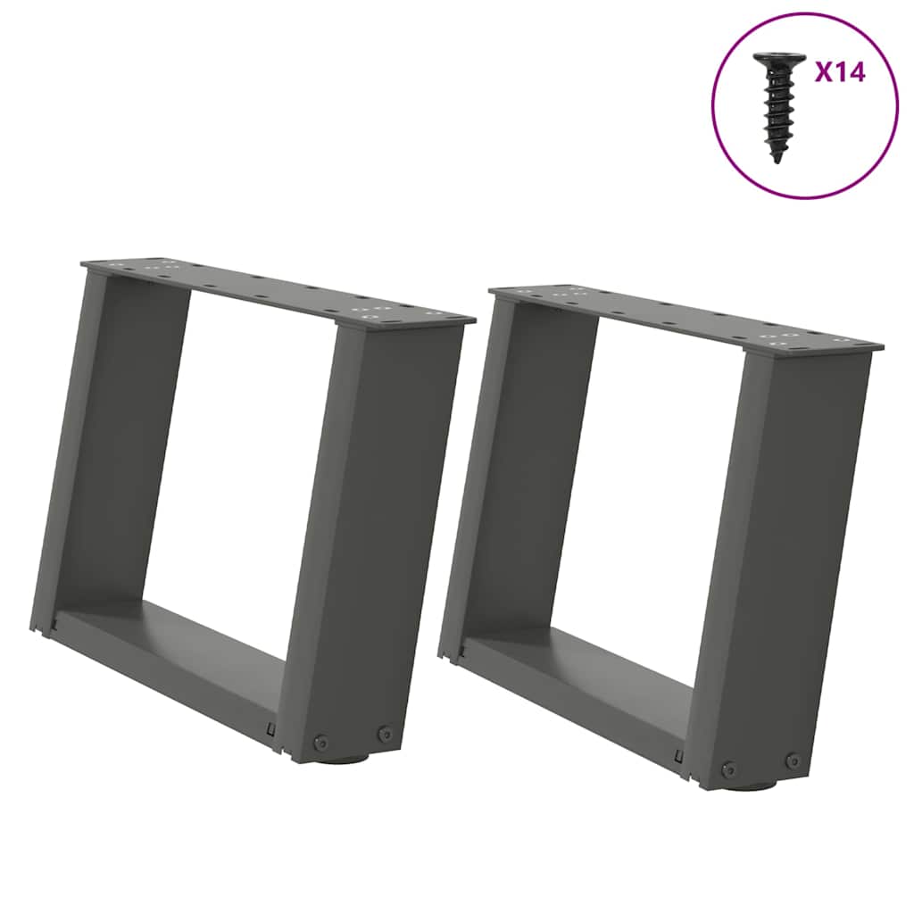 2 db antracitszürke U-alakú acél dohányzóasztal láb 40x(30-31) cm